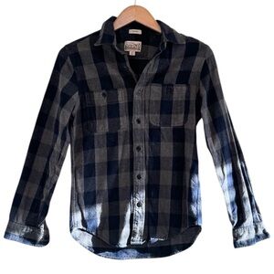 J.Crew Men’s Plaid Flannel Size Small Navy Blue Grey Classic Fit Mid Weight
